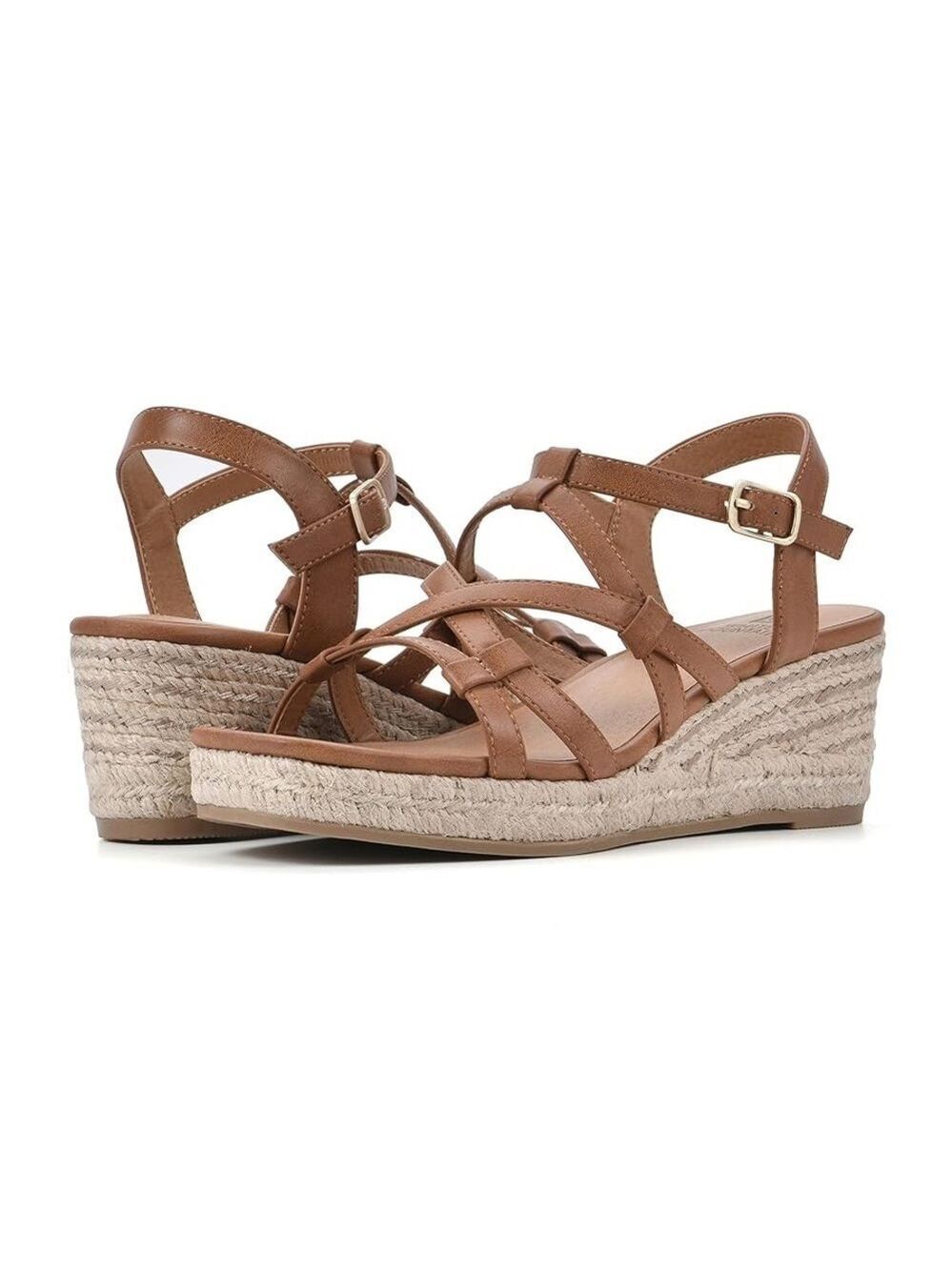 Women’s White Mountain Swayze Brown Platform Sandals Size 10 US!